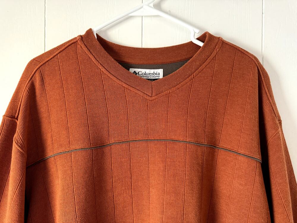 Columbia Sportswear Company Men's Burnt Orange Pullover Ribbed Sweater, Size L